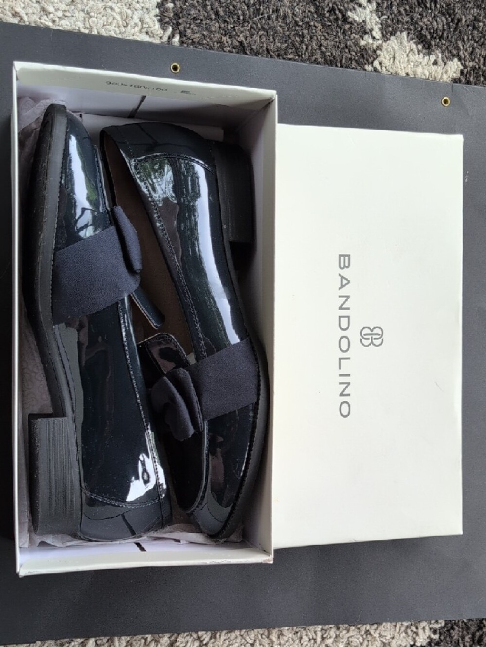 Bandolino Black Patent Loafers with Bow Accent - Picture 5 of 5